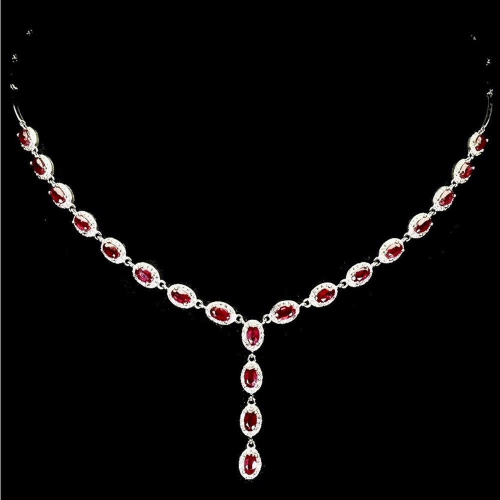 *PRIVATE LISTING* RUBY Sapphire Tennis Necklace 14k and Earrings Gold Silver 925 - Picture 5 of 7